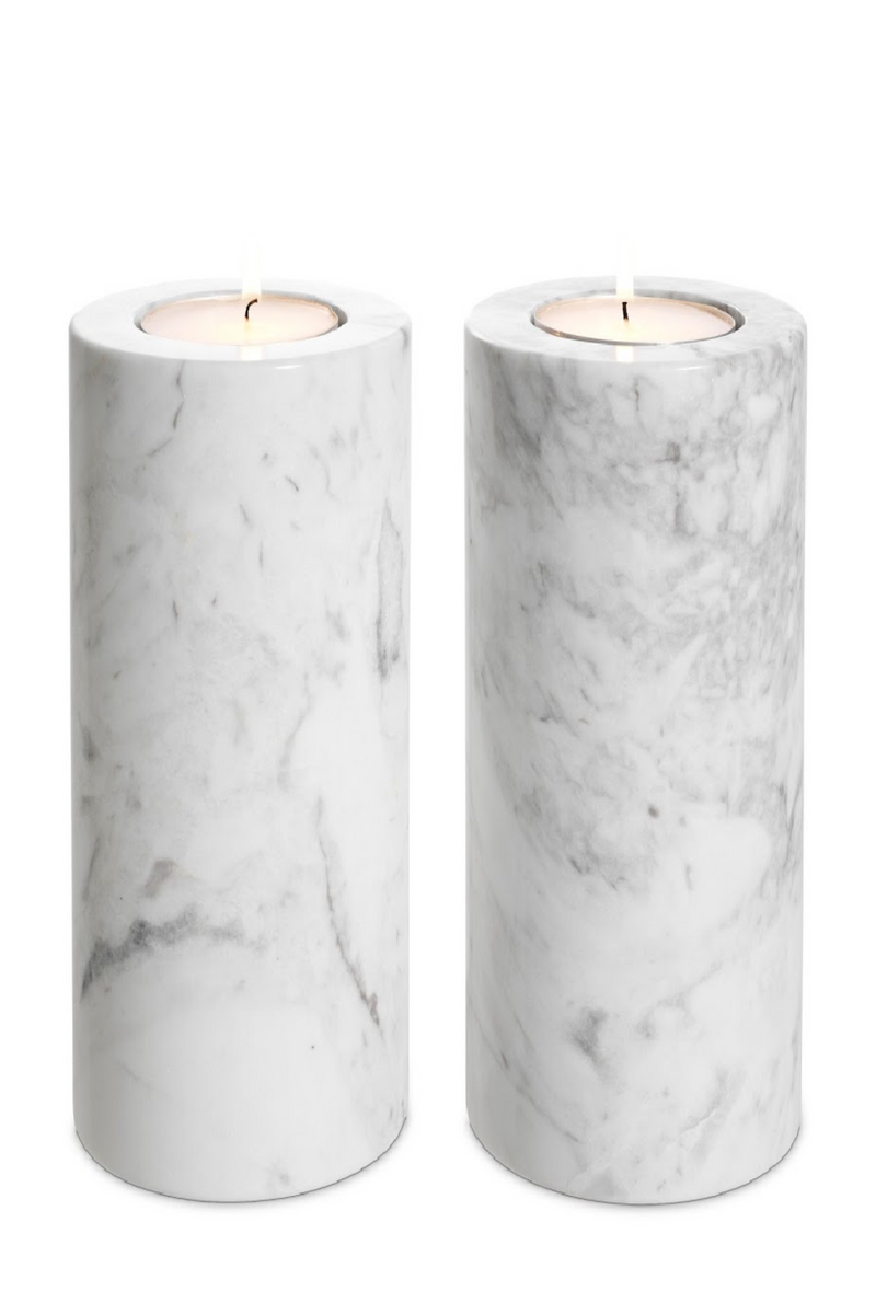 White Marble Tealight Holders (2) | Eichholtz Tobor | Eichholtzmiami.com