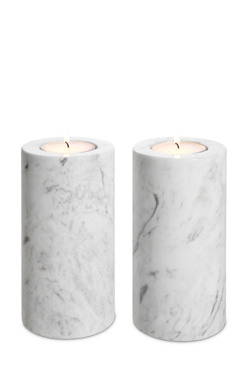 White Marble Tealight Holders (2) | Eichholtz Tobor | Eichholtzmiami.com