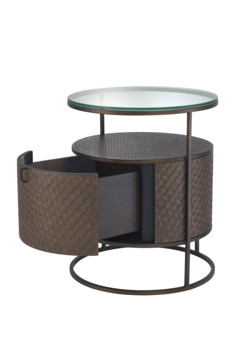 Round Woven Oak Bedside Table | Eichholtz Napa Valley | Eichholtzmiami.com