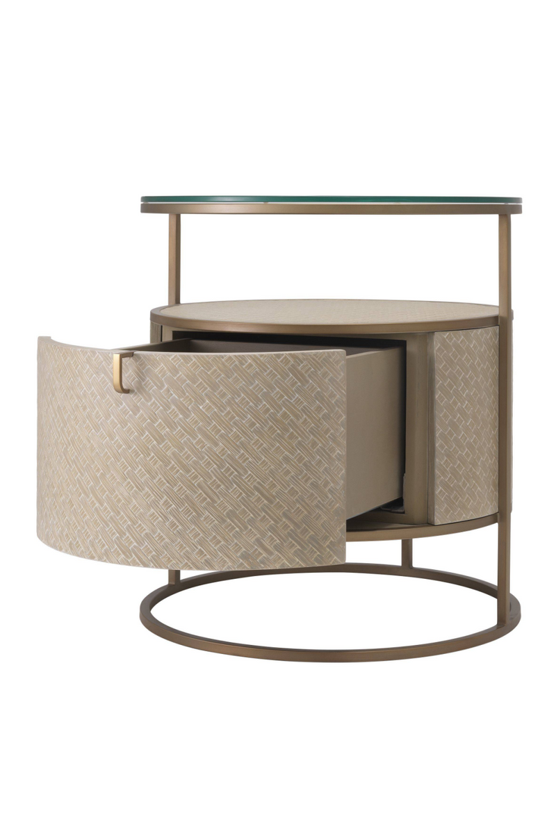 Round Woven Oak Bedside Table | Eichholtz Napa Valley | Eichholtzmiami.com
