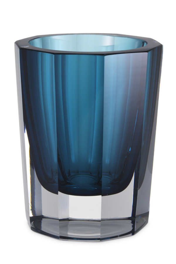 Blue Octagonal Glass Vase | Eichholtz Chavez | Eichholtzmiami.com