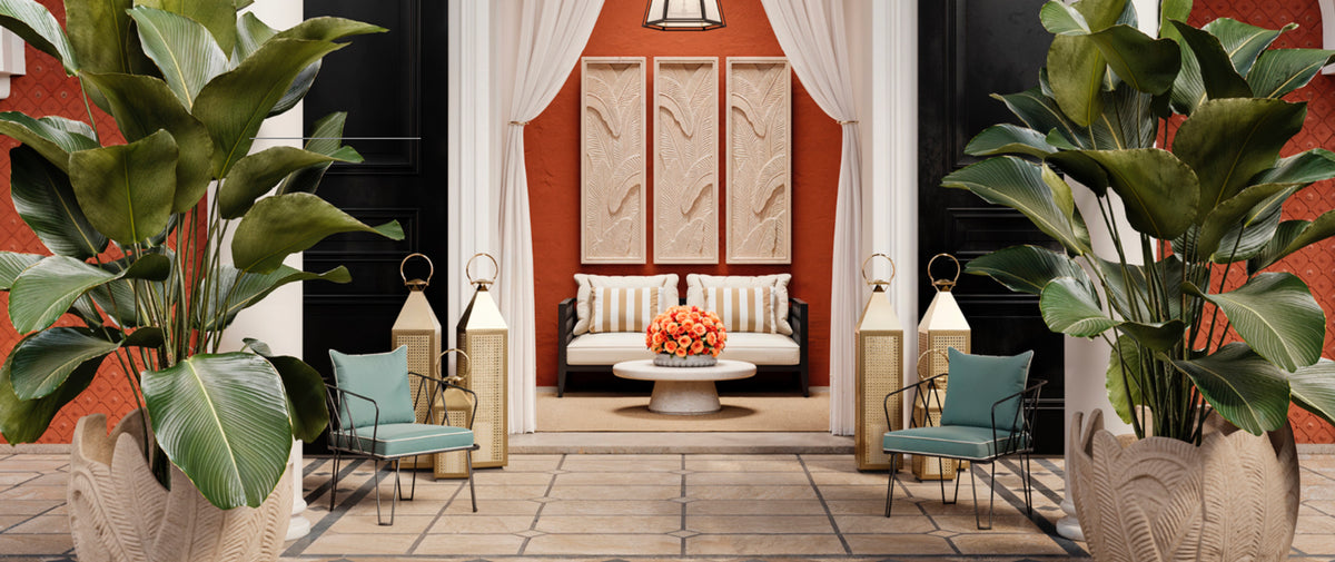 Modern interior design with plants, furniture, and decor elements.
eichholtzmiami.com
