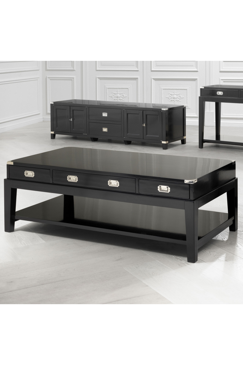 Black 3 Drawer Coffee Table | Eichholtz Military | Eichholtzmiami.com