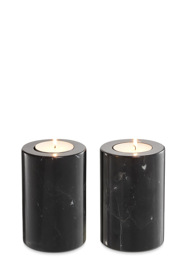 Black Marble Candle Holders 2 | Eichholtz Tobor S | Eichholtz Miami