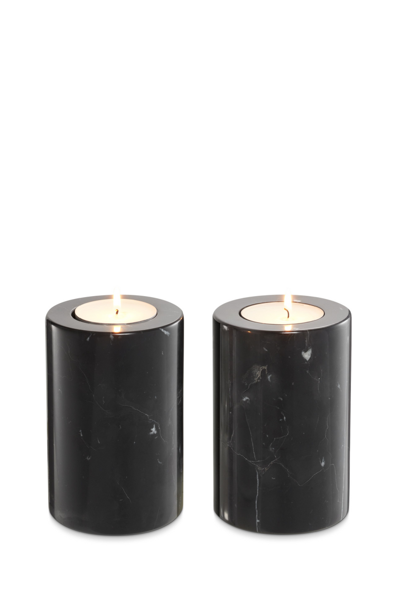 Black Marble Candle Holders 2 | Eichholtz Tobor S | Eichholtz Miami