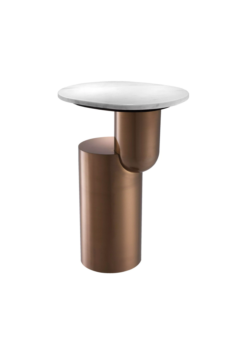 Copper Pedestal White Marble Side Table | Eichholtz Tosca | Eichholtz Miami