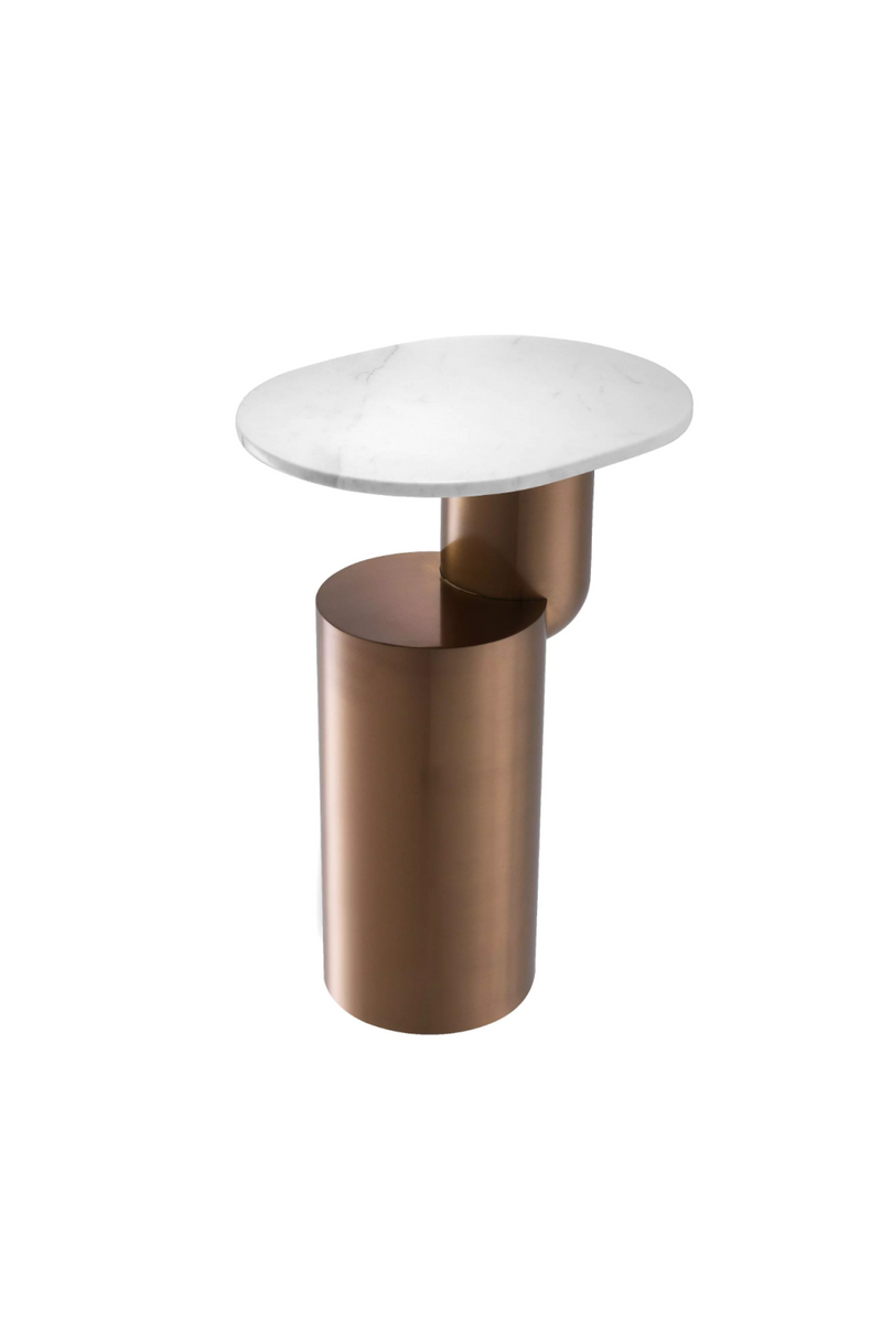 Copper Pedestal White Marble Side Table | Eichholtz Tosca | Eichholtz Miami