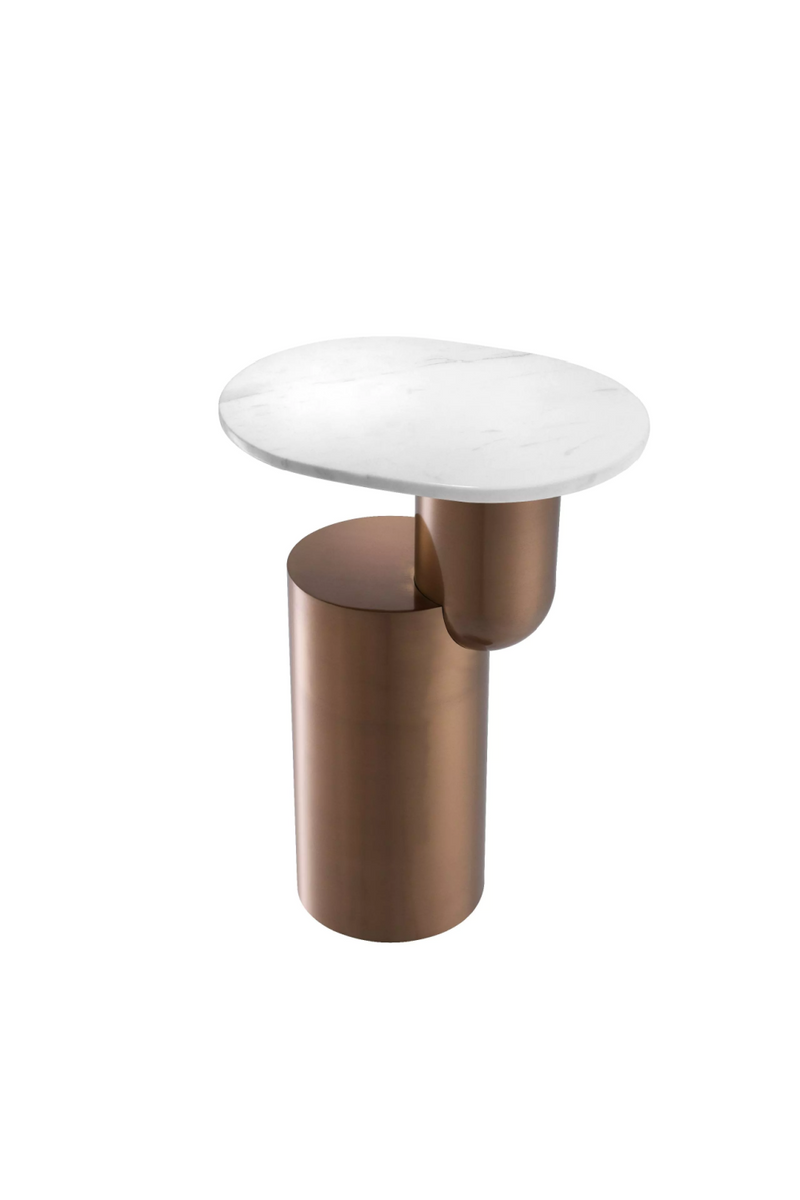 Copper Pedestal White Marble Side Table | Eichholtz Tosca | Eichholtz Miami