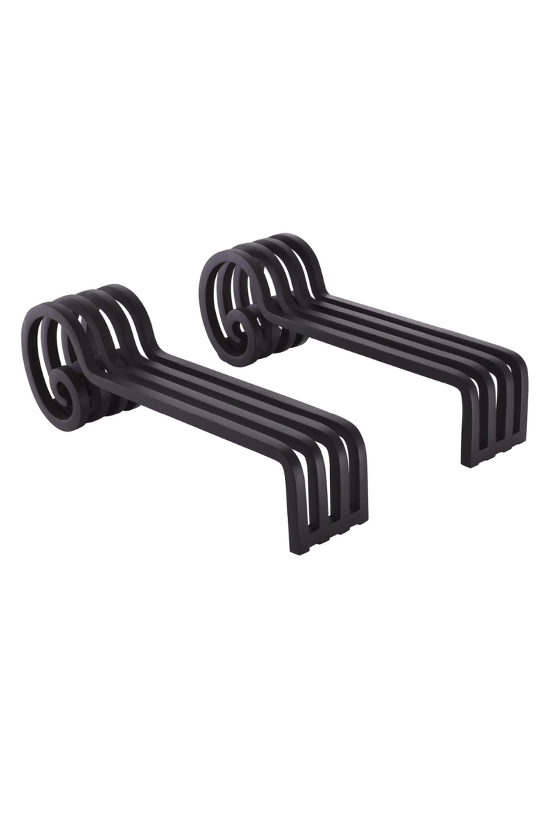 Black Curled Andiron Set (2) | Eichholtz Mardor | Eichholtzmiami.com