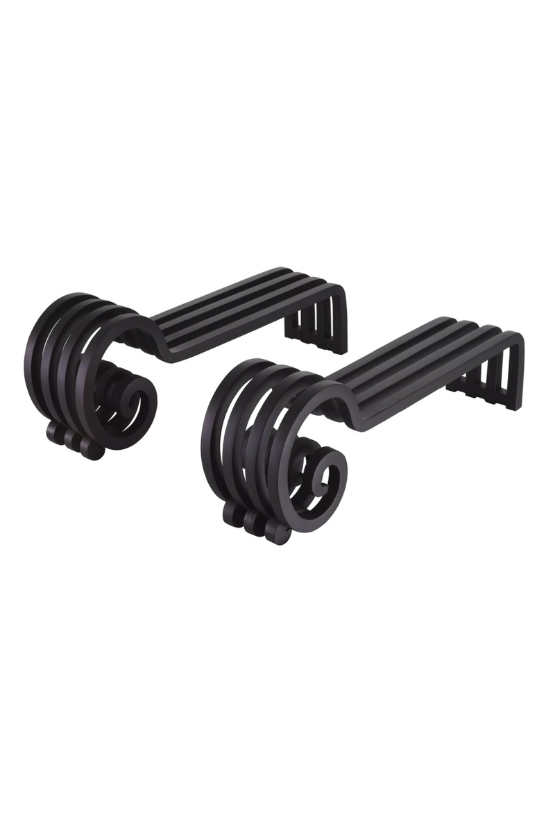 Black Curled Andiron Set (2) | Eichholtz Mardor | Eichholtzmiami.com