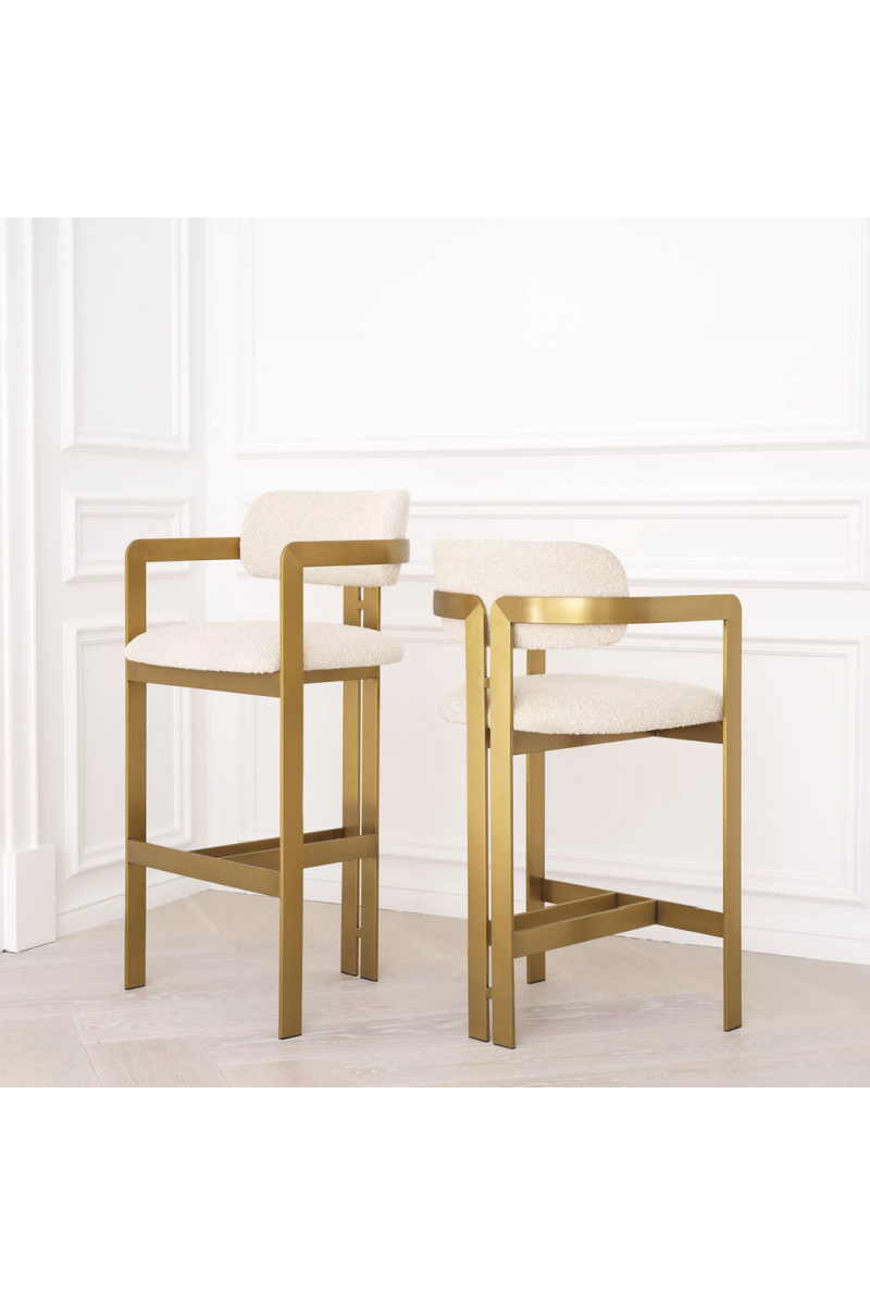 Gold Framed Boucle Bar Stool | Eichholtz Donato | Eichholtzmiami.com