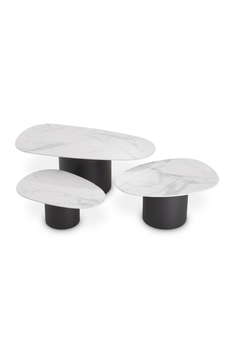 White Ceramic Marble Coffee Table Set (3) | Eichholtz Zane | Eichholtz Miami