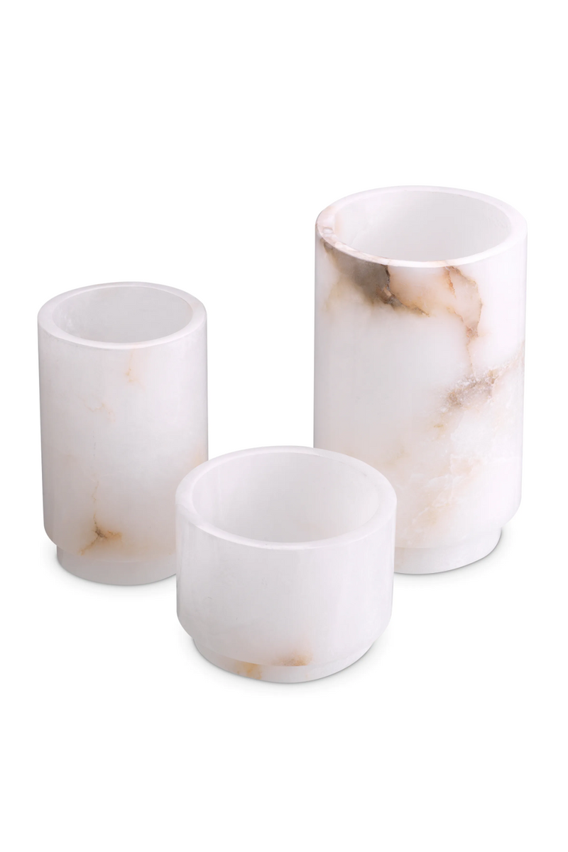 Cylindrical Alabaster Tealight Holders (3) | Eichholtz Leonidas | Eichholtzmiami.com